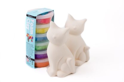 Spaarpotten - Foam Clay® - twee poezen - felle kleuren